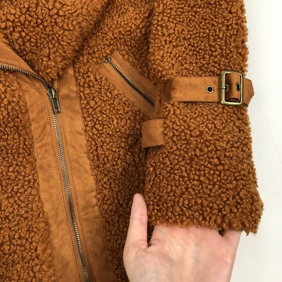 Miss Me Orange and Brown Teddy Jacket Cozy Chic - Picture 3 of 7